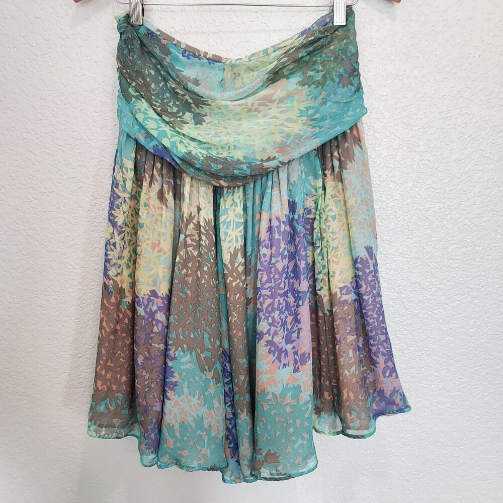 *Alessandro Dell 'Acqua Silk Colorful Flowy Knee Length Skirt Size 6